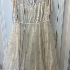 Elegant Cream Dress with Gold Accents